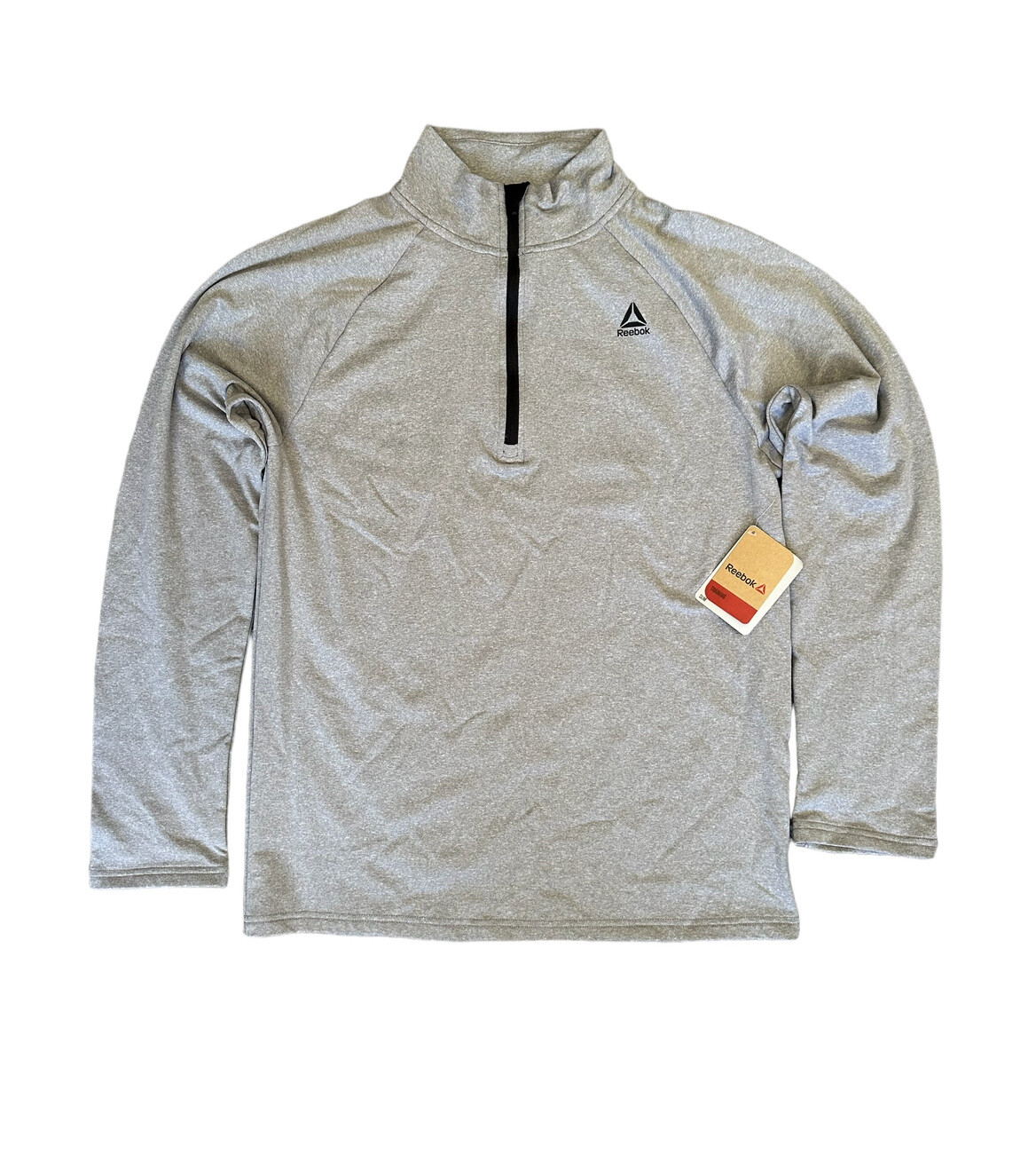 Reebok Slim Light Weight 1/4 Zip Mock Neck Grey Heather Jacket Size Medium New gallery