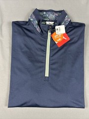 Puma Golf Pullover 1/4 Zip X-Liberty Floral Print Collar Medium Blue NWT $80