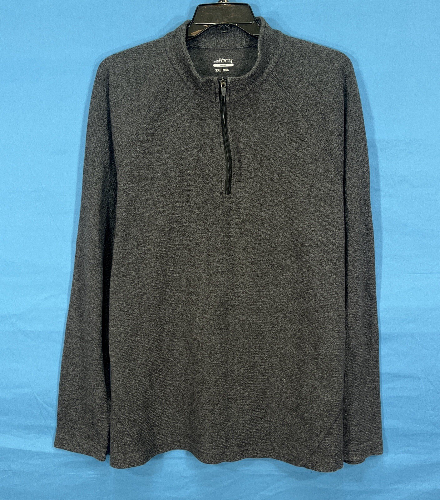 BCG GOLF Men's DARK GRAY Mid-Weight Knit 1/4-ZIP Long Sleeve PULLOVER SHIRT 2XL gallery