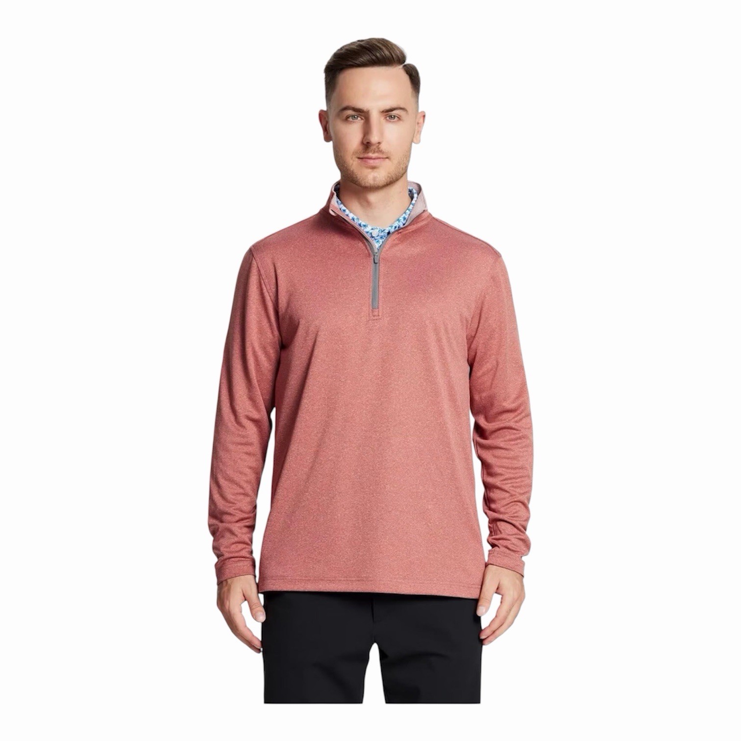 Maelreg Men's Performance Quarter-Zip Pullover, Brick Melange, Size XL gallery
