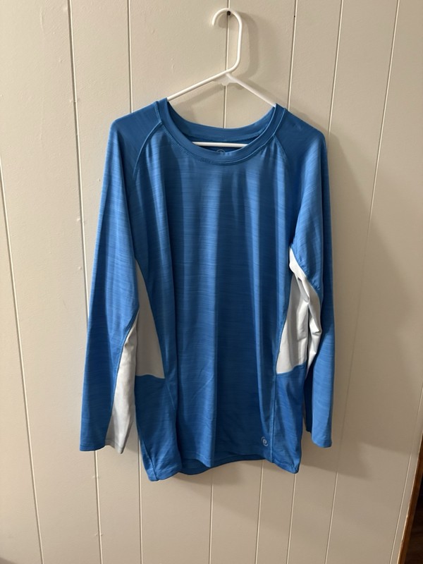 Hang Ten Men’s XL Long Sleeve Blue Shirt UV Protection Back Pocket Swim Beach M6 gallery