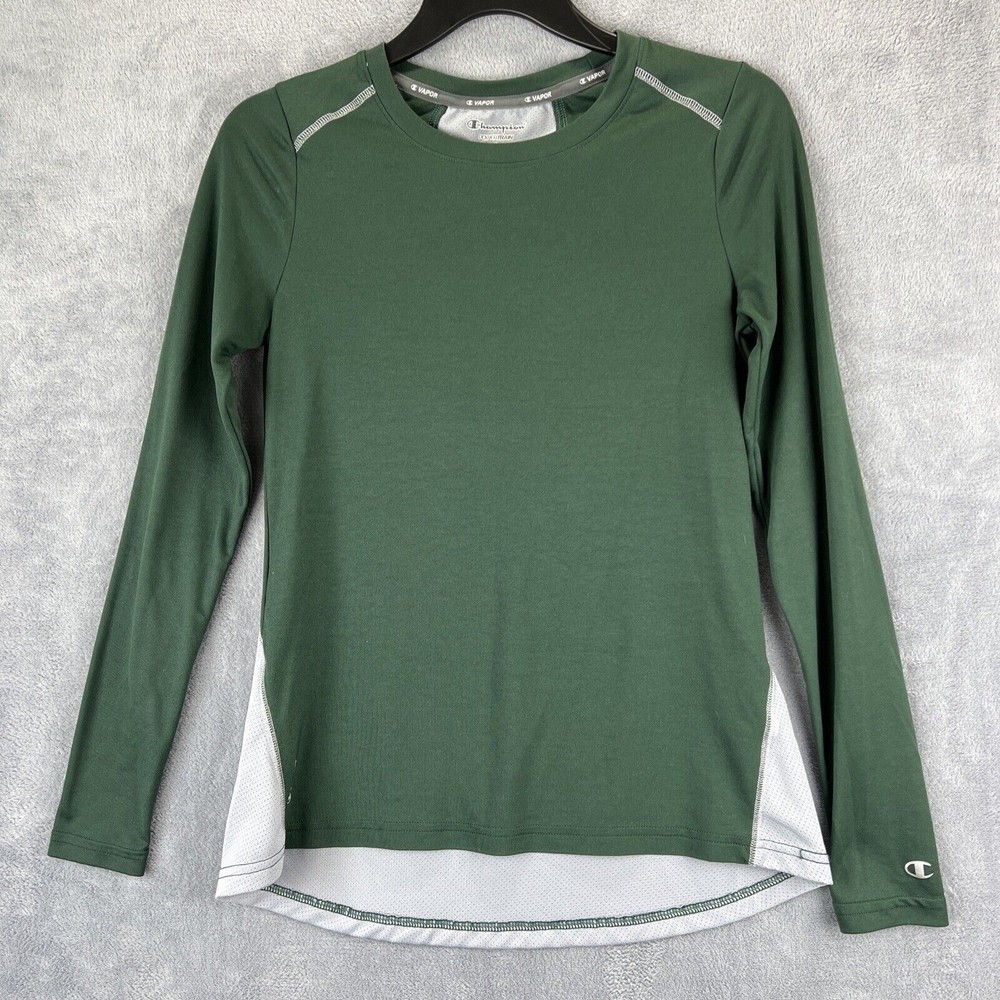 Champion Shirt Adult Small Green Vapor Power Train Mesh Performance Pullover LS