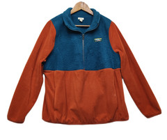 L.L. Bean Fleece Quarter Zip Pullover Mens XL Orange Blue Classic Fit Outdoor