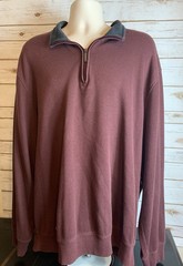 Van Heusen Quarter Zip Mens 2XLT Red Burgundy Classic Fit Cotton Poly Blend