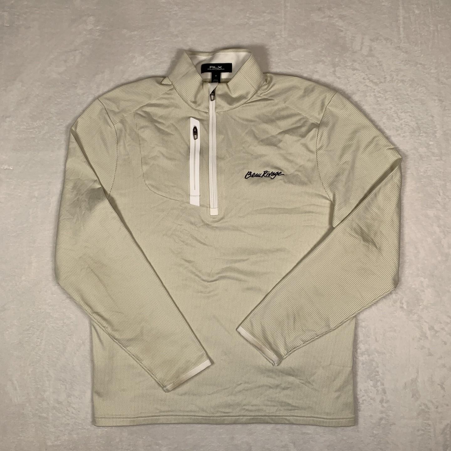 RLX Ralph Lauren 1/4 Zip Pullover Mens Medium Beige Long Sleeve Golf Beau Rivage gallery