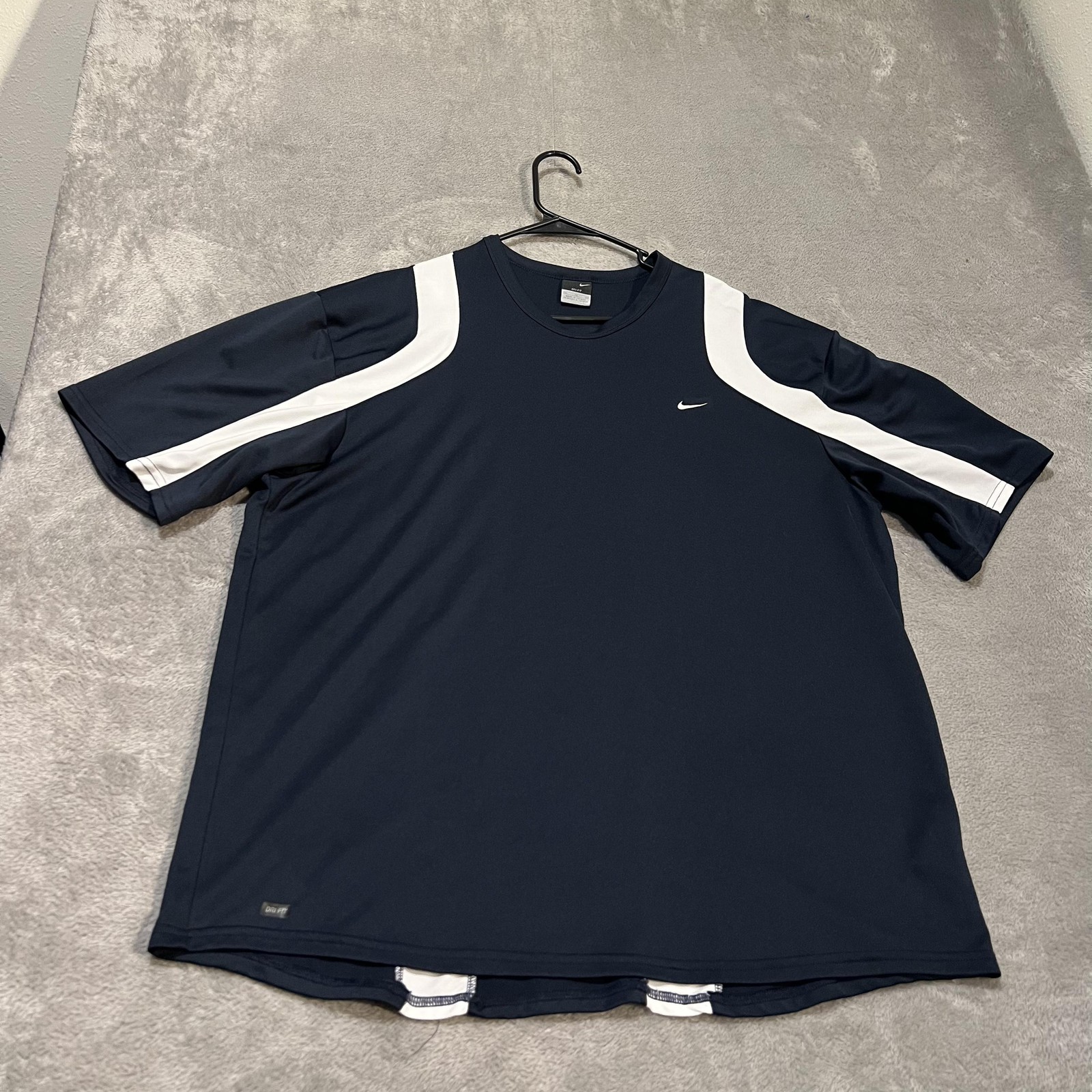 Nike Dri-FIT Court Shirt Mens XL Navy Blue White Short Sleeve Athletic Training gallery