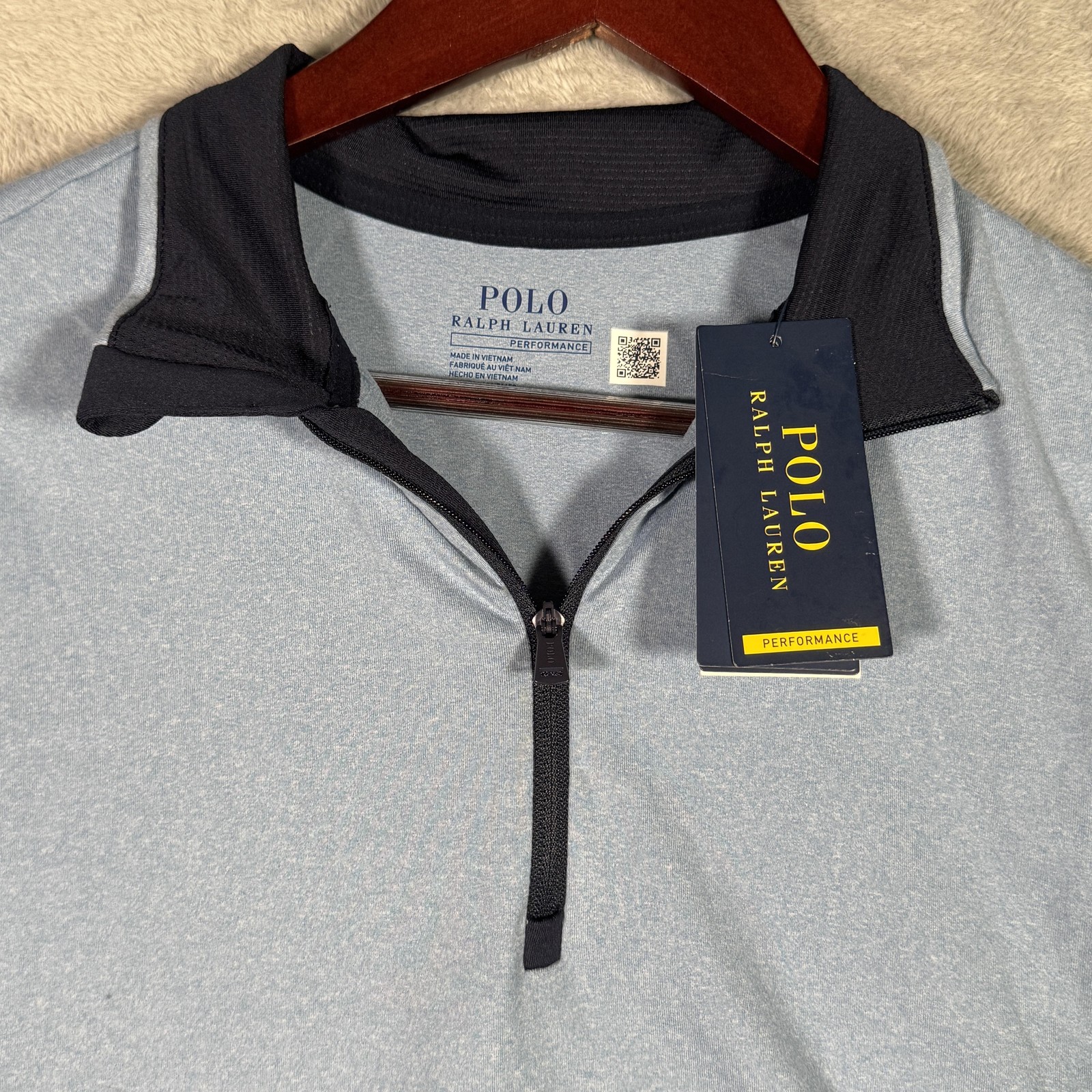 Polo Ralph Lauren Performance Pullover Mens S Blue Heather 1/4 Zip Golf Shirt gallery