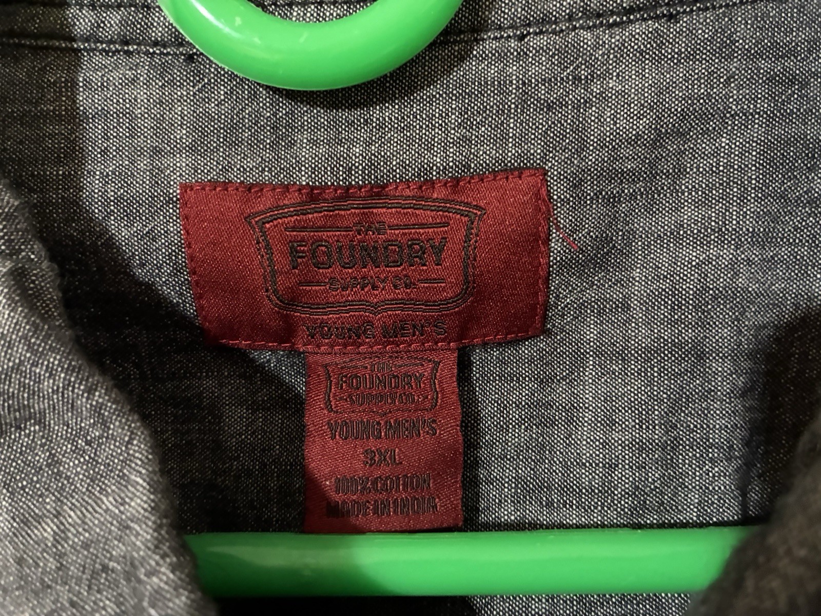 The Foundry Supply Co Young Men's 3XL Gray 100% Cotton Button Up S/S Shirt gallery