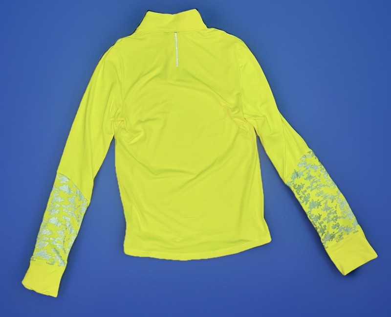 Nike Running Top Oversize Fit Camo Reflective Forearms Men 1/4-Zip Volt XL-Read gallery