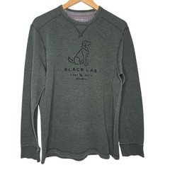 Eddie Bauer Mens Olive Green Black Lab Dog Waffle Knit Thermal Top Medium