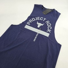 Under Armour UA Project Rock Payoff Graphic Tank Top Mens LARGE TALL LT Navy NEW