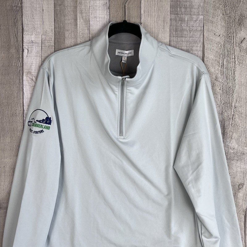 Peter Millar Perth Performance 1/4 Zip Pullover Golf Stretch Men Large Gray Logo gallery