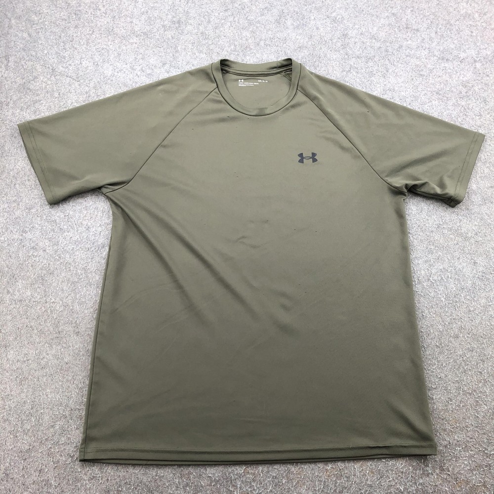 Under Armour Shirt Mens Large Green Loose Fit Short Sleeve Athletic Training Top