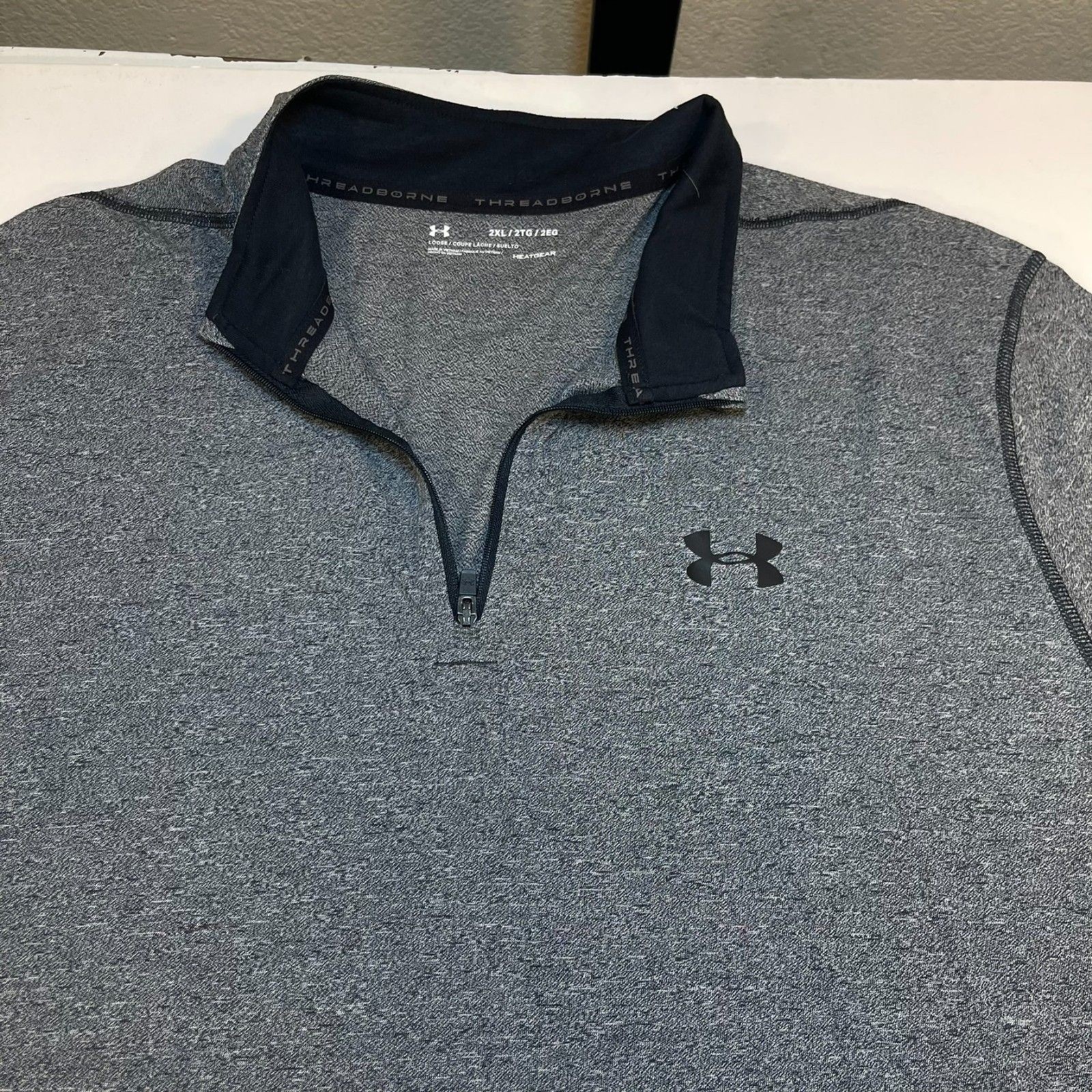 UNDER ARMOUR 1/4 ZIP UP PULLOVER THREADBORNE SHIRT Mens XXL Heather Gray gallery