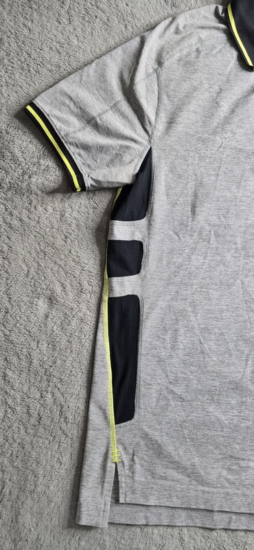 Lululemon Polo Shirt Mens Large Gray Black Yellow S/S Performance Athletica gallery
