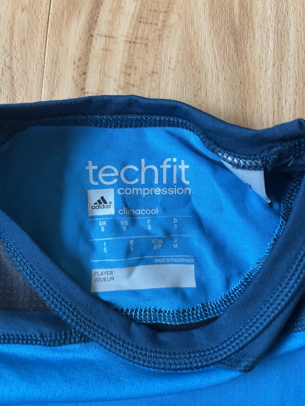 adidas Techfit Compression Climacool Men's Short Sleeve T-Shirt Blue Black S gallery