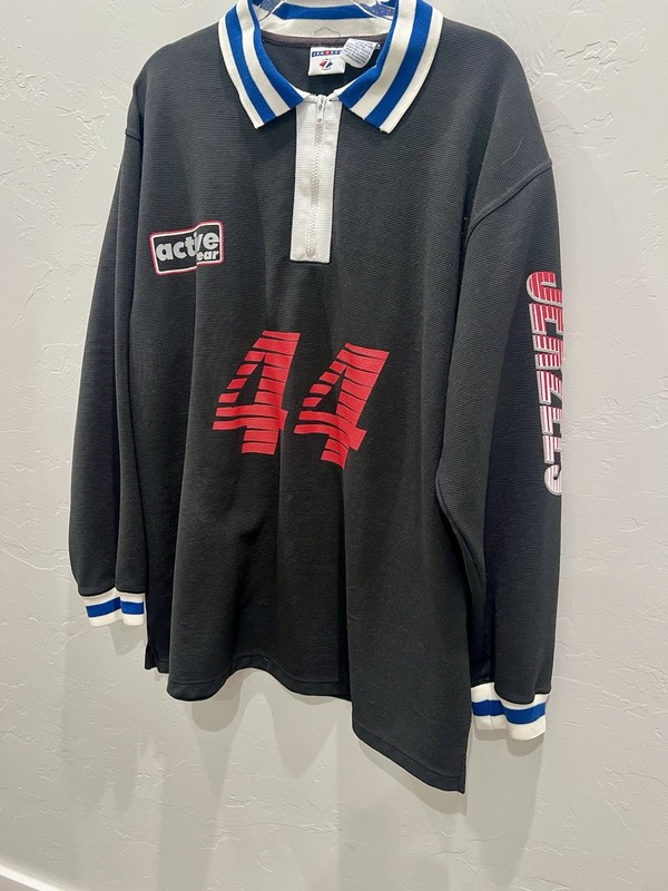 Jerzees Athletic Gear Longsleeve Jersey Mens Size XL #44 VTG Black Quarter Zip gallery