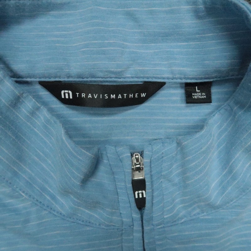 Travis Mathew Pullover Men Large Blue The Heater Performance Quarter Zip Stretch gallery
