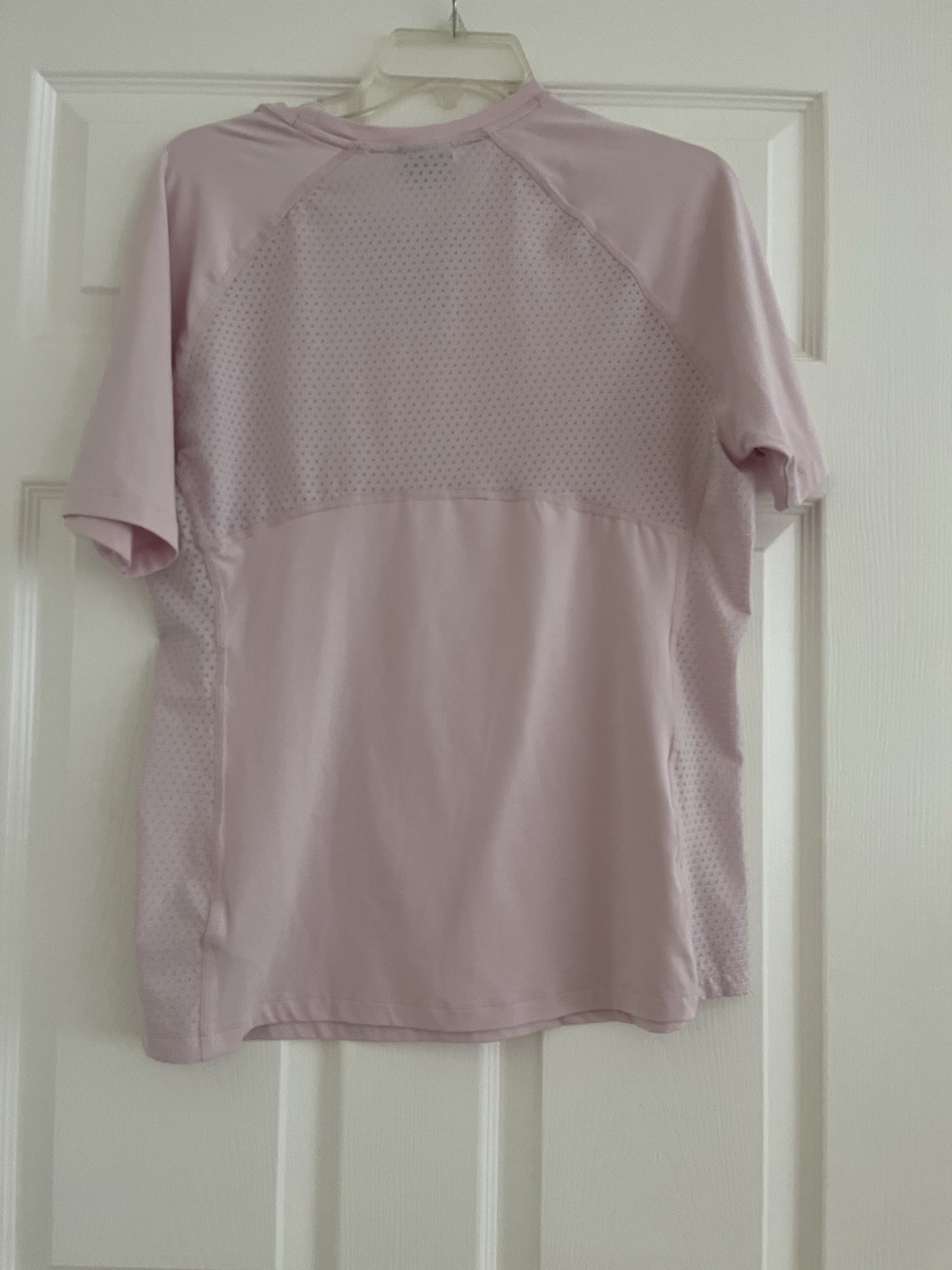 Columbia Men's Polyester Breathable Crew Neck T-Shirt Pink Solid Logo Size L gallery