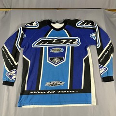 Vintage MSR World Tour Shirt Mens Medium Blue Motocross Jersey Made USA Racing