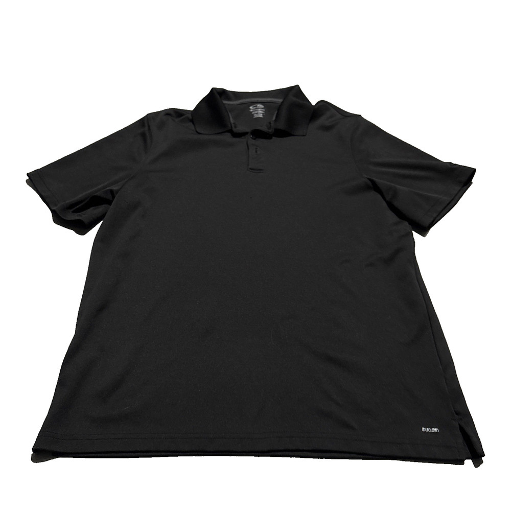 Champion Men Black Solid Short Sleeve Pullover Golf Polo Shirt Size XL