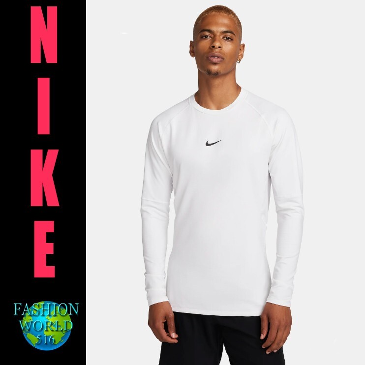 Nike Pro Warm Men's Slim Fit Long-Sleeve Training Top Size 2XL White FB7982-100 gallery