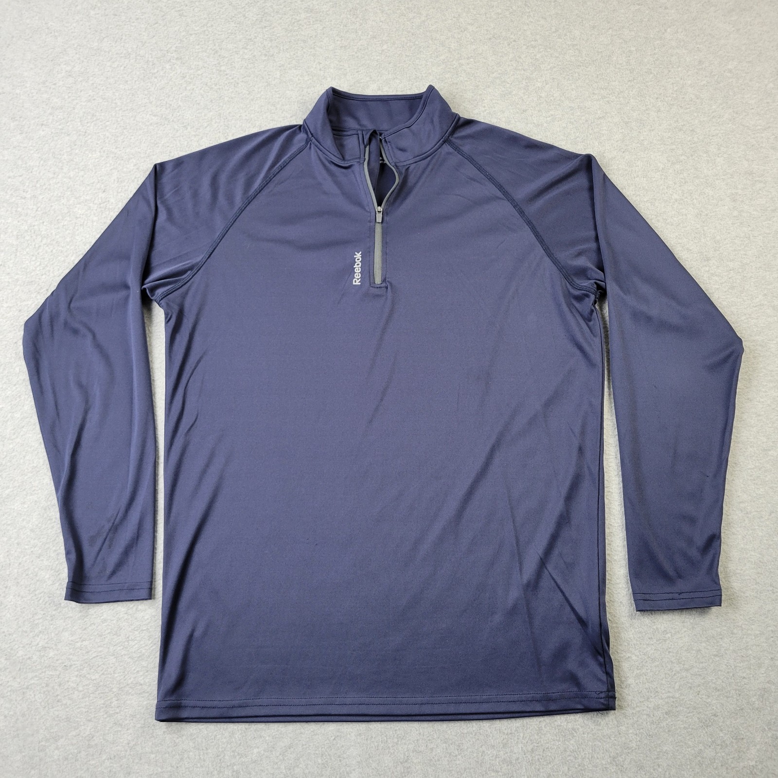 Reebok 1/4 Zip Pullover Mens Large Blue Performance Logo Graphic gallery