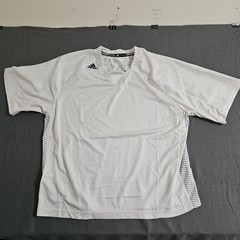 Adidas 2XL White Grey Side Stripes Heavy Short Sleeve T-Shirt