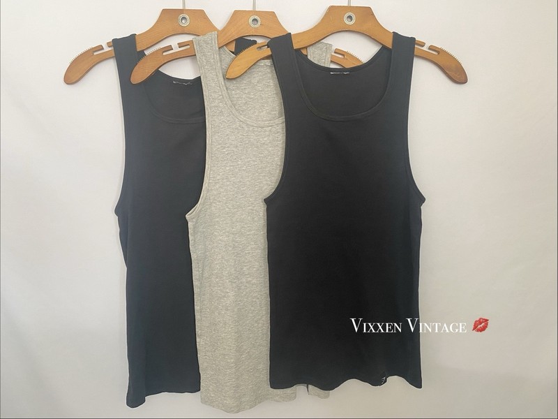 GYMSHARK 'RIBBED TANK 1PK' IN BLACK & LIGHT GREY CORE MARL BUNDLE LOT OF 3 $48 gallery
