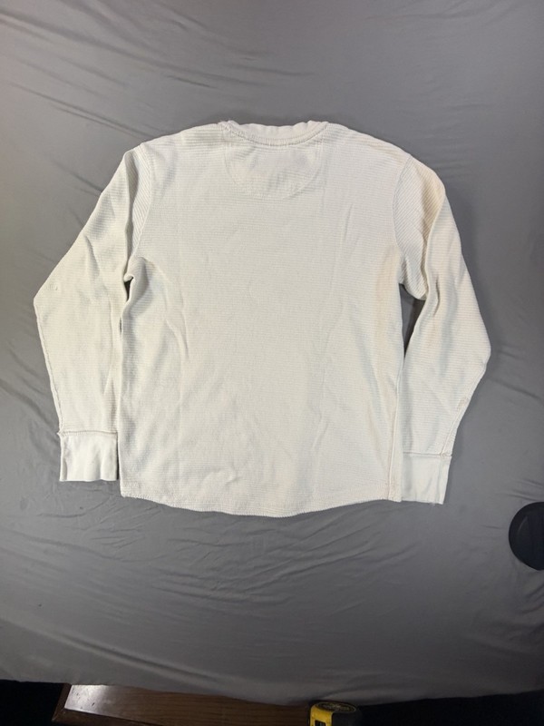 Roebuck & Co Men's White Thermal Waffle Crew Neck Long Sleeve100%Cotton Shirt L gallery