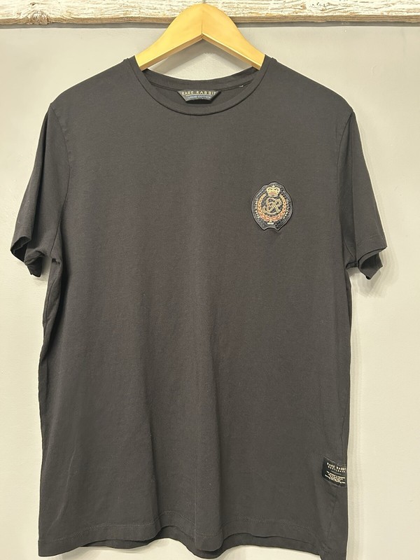 Rare Rabbit Crew Neck Embroidered Crest Black Size Med 100% Cotton gallery