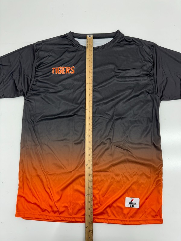 Jorden Sportswear Black Orange Ombre Tigers Short Sleeve Athletic Shirt Mens 2XL gallery