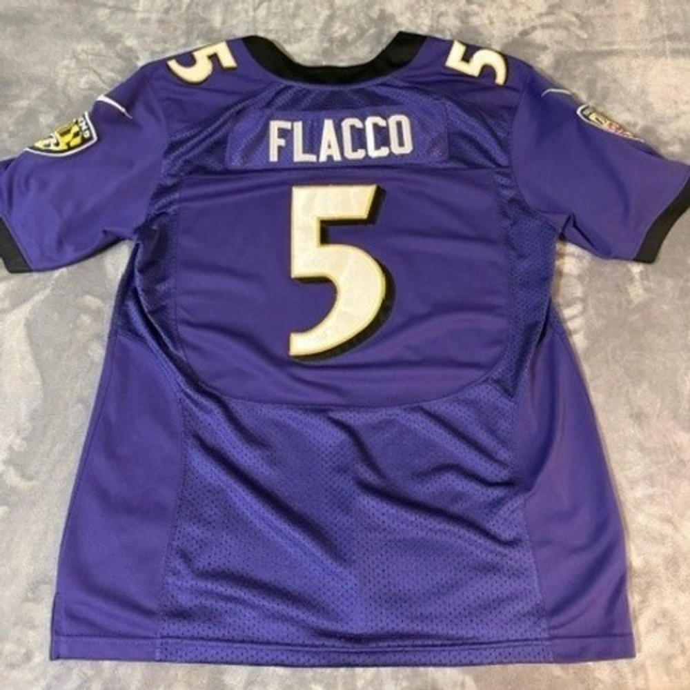 Nike Baltimore Ravens Joe Flacco 5 Jersey Mens 48 Purple NFL On Field Football gallery