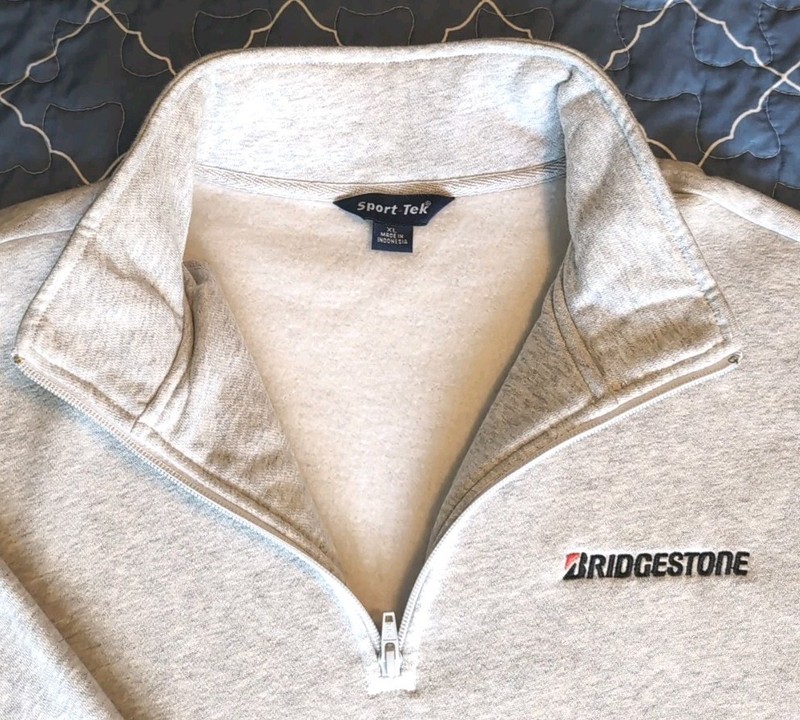 BRIDGESTONE Logo Sport-Tek 1/4-Zip Pullover Sweatshirt XL NWOT Tires Racing Gray gallery
