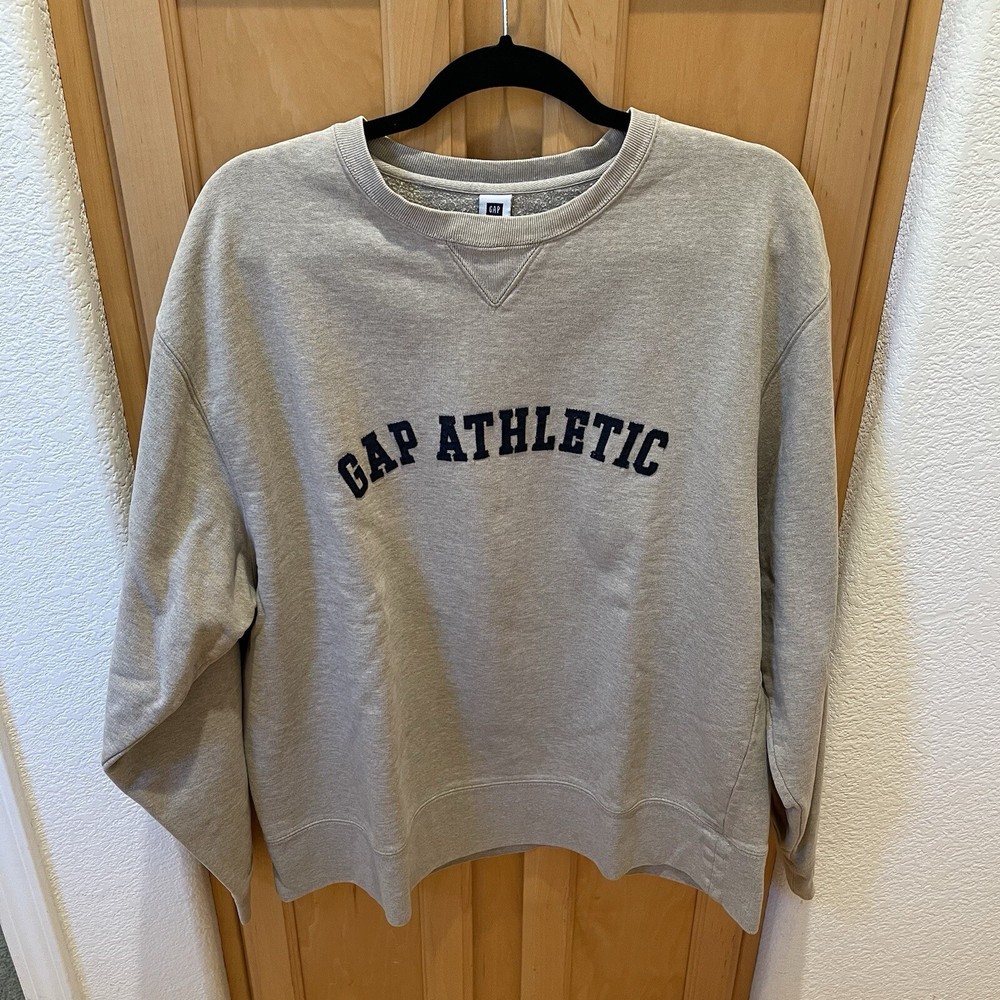 Men’s Light Beige Gap Athletic Pullover Long Sleeve Top Size Large