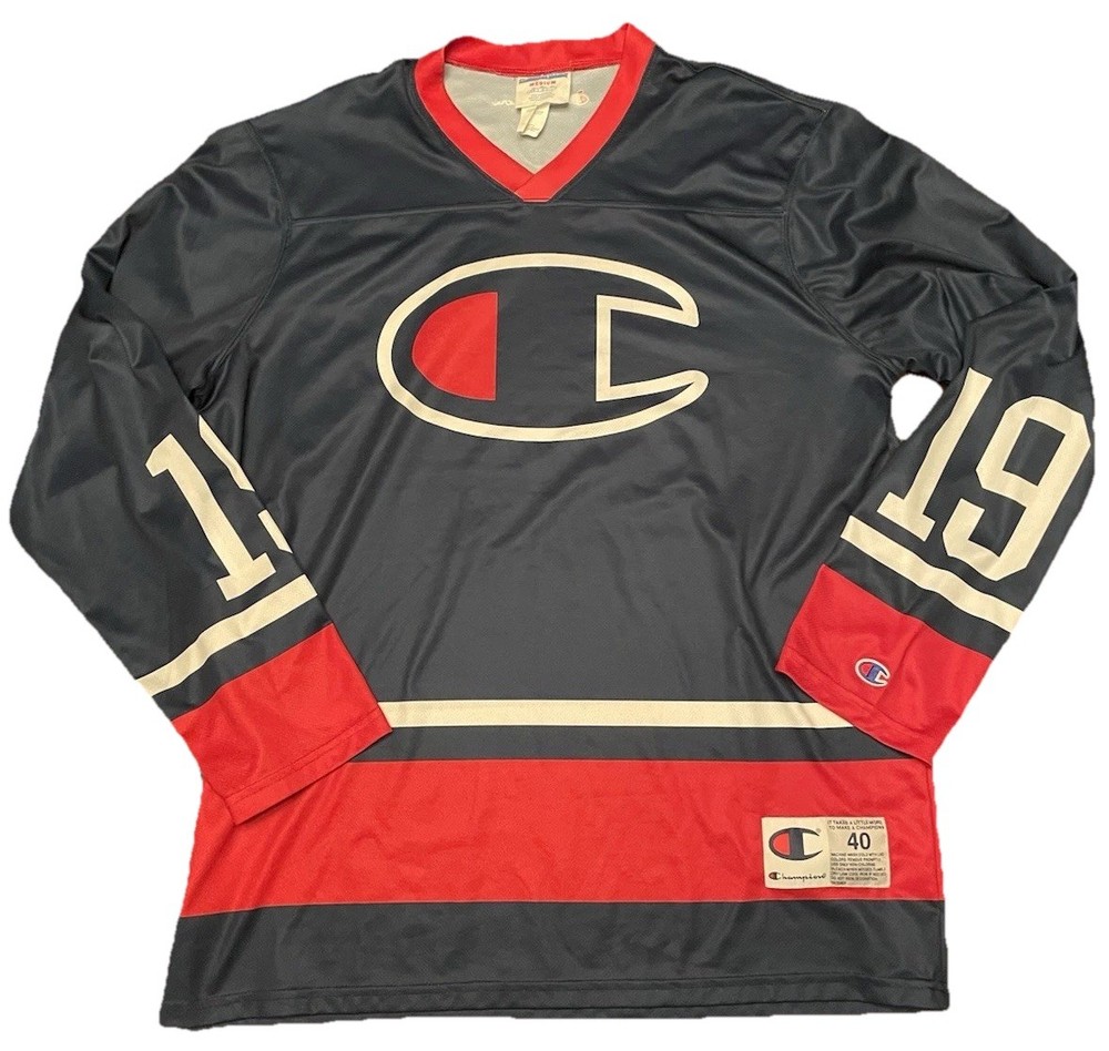 Champion Hockey Jersey #19 USA Red White Blue Sz M 40 Sublimation shirt
