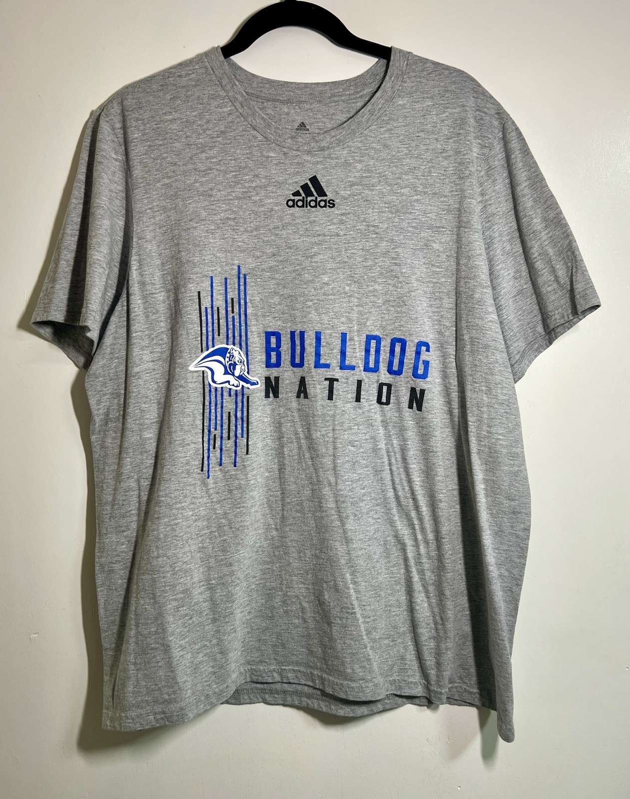 Adidas Bulldog Nation Amplifier T-Shirt Sz XL School Team Sports Gray Blue Black gallery