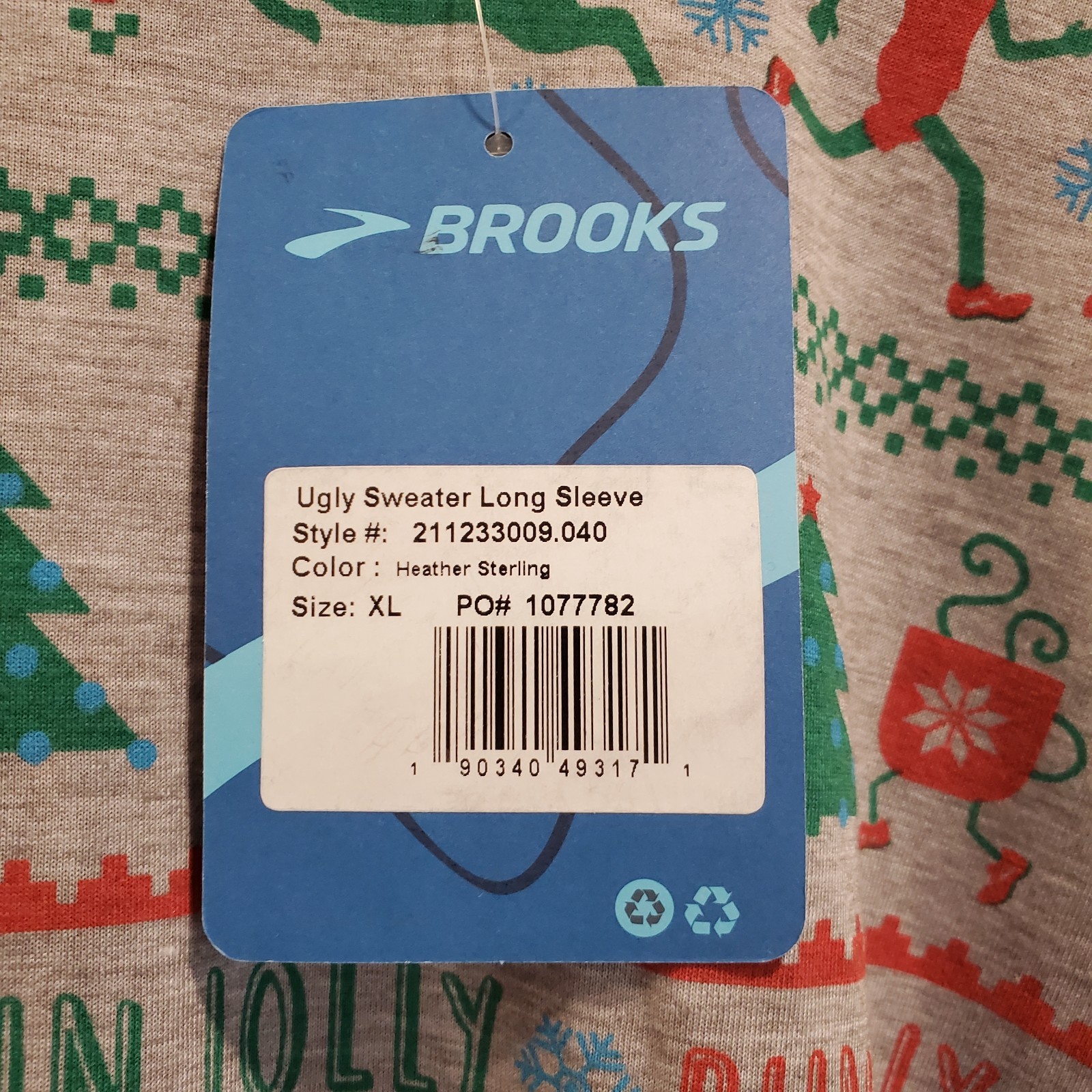 Brooks Run Jolly Holiday Long Sleeve running Shirt XL Ugly Christmas Sweater NWT gallery
