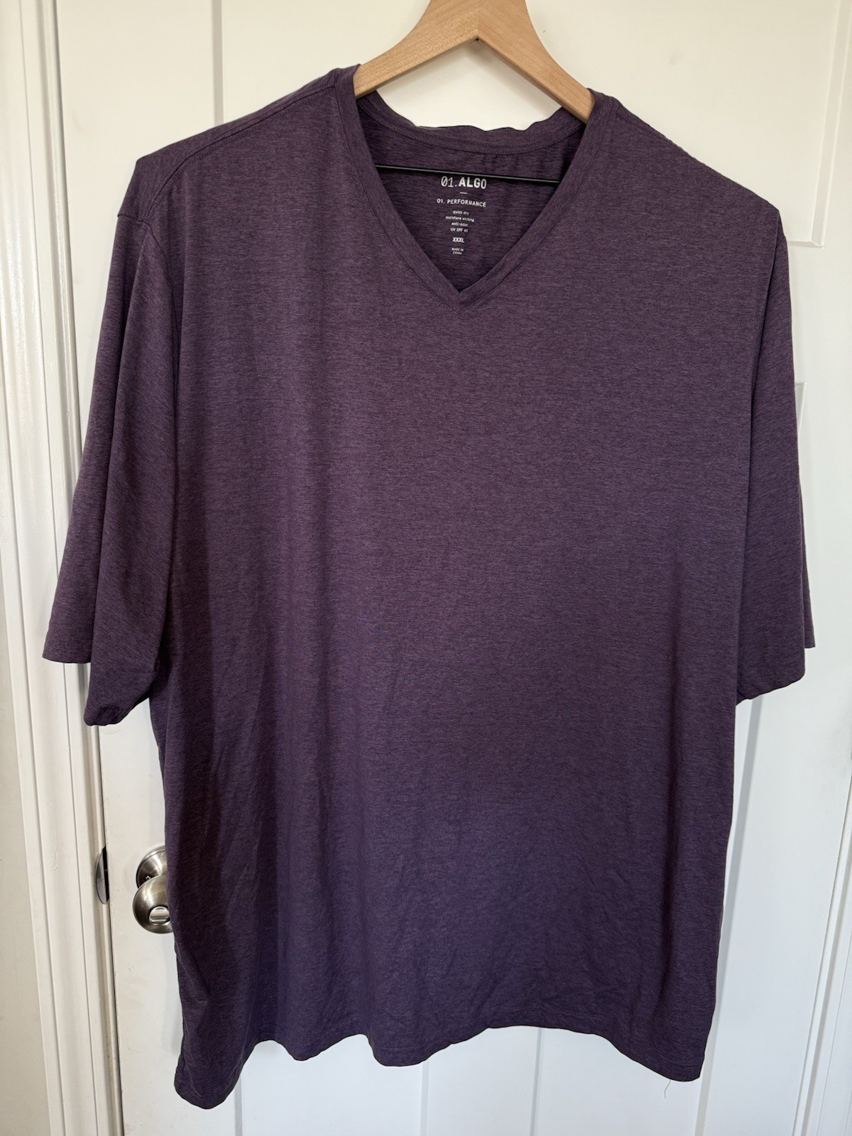 01. ALGO Performance Shirt Quick Dry Anti Odor 3XL V Neck Purple gallery