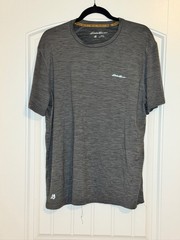 Eddie Bauer Shirt Mens L Gray Motion FreeDry Logo Athletic Active Gym Tee