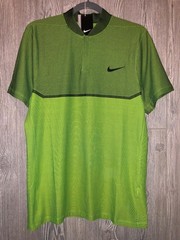 NIKE GOLF Momentum Fly Swing Knit Block Alpha Volt Green Black Polo Shirt Mens M