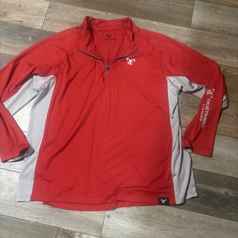 True Timber Fishing Athletic Pullover 1/4zip 2X Large Long Sleeve Red And Gray gallery
