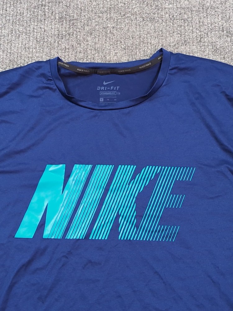 Nike Shirt Mens XL Blue Short Sleeve Pro Dri-Fit Standard Fit Performance