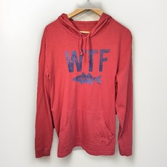Life Is Good Tee Long Sleeve Hooded Red Fishing Active Outdoor Men M Women L