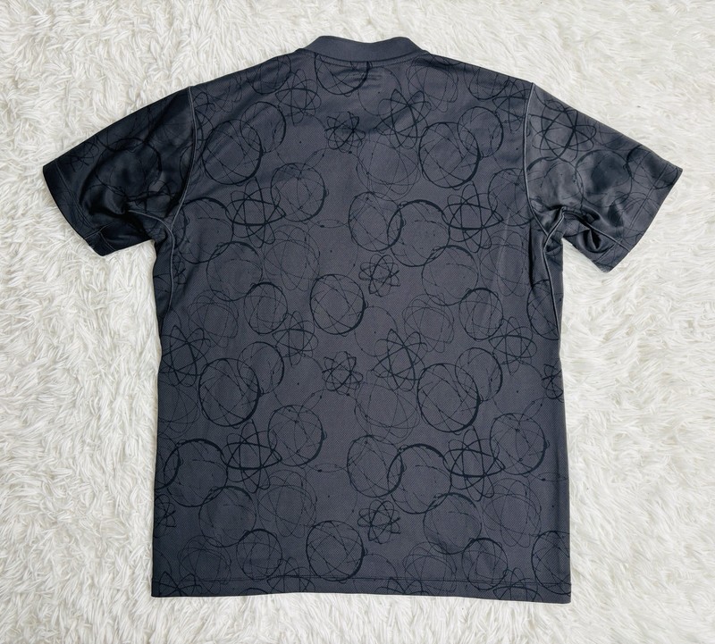Futura Laboratories x Uniqlo Atomic Print DRY-EX 1/4 Zip Polo Shirt Gray Mens M gallery