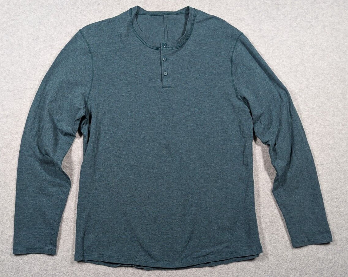 Lululemon Men Shirt Large 3 Button Crew Heather Long Sleeve Performance Athletic gallery