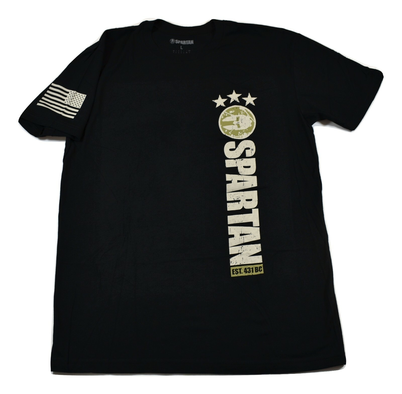 Spartan Mens Spartan Race Helmet Flag On Sleeve Shirt New S, M, L gallery