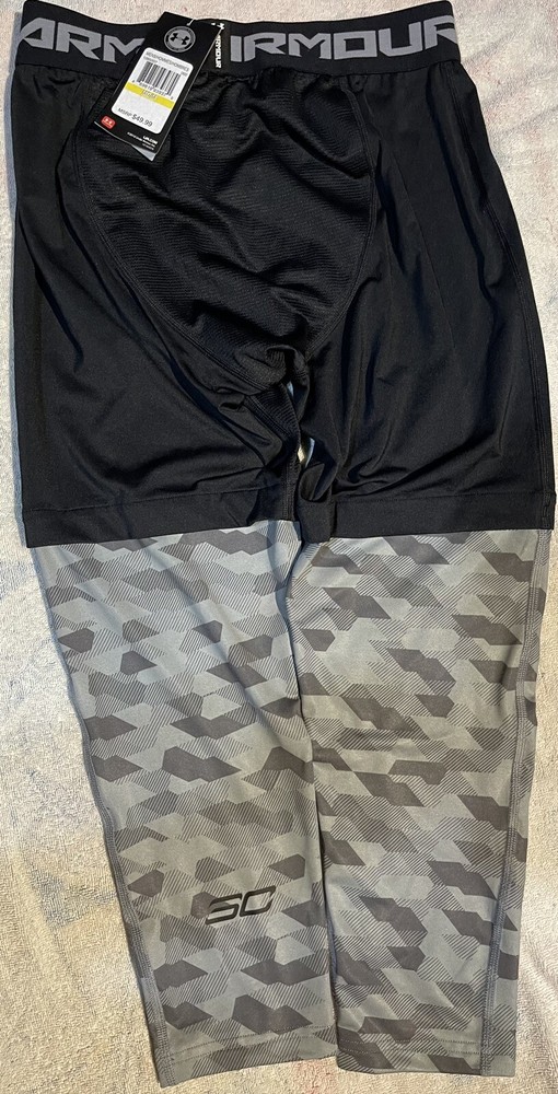Men's sz Med Under Armour XC30 3/4 Compression Leggings Black/Gray 1285007 NWT