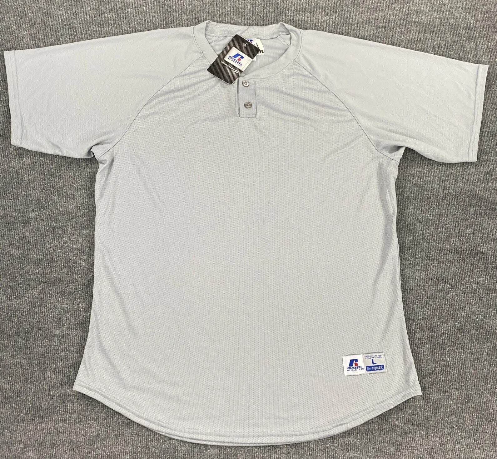 Russell Athletic Mens Two Button Placket Baseball Practice Jersey Grey Large gallery