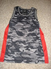MC Modern Culture black/white camo tank shirt men’s (S) small red stripes